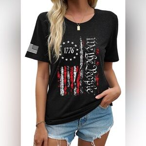 1776 We The People Black Graphic Women's T-Shirt
